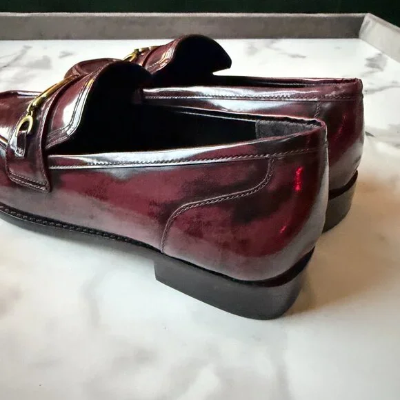NEW Larroudé Patricia Brush Off Wine Leather Loafers Size 8  display picture 1